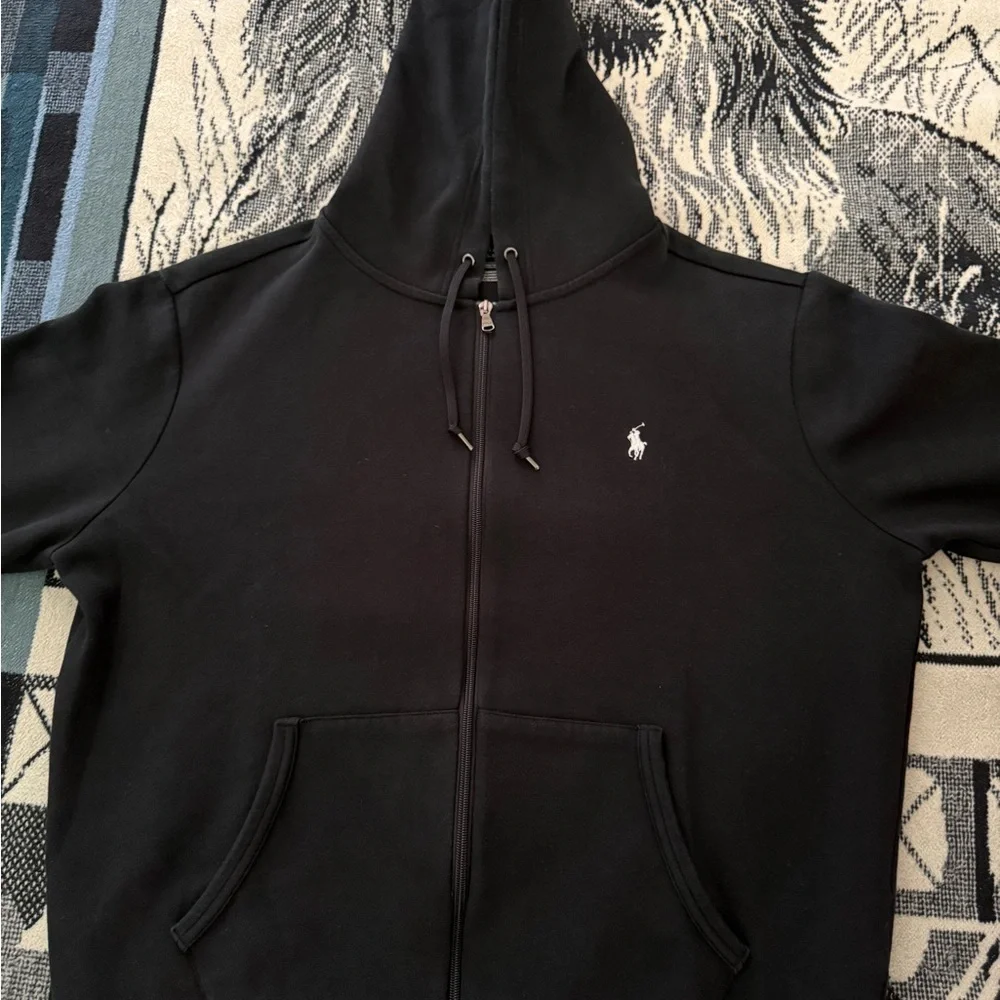 Polo by Ralph Lauren Black Zip-Up Hoodie with White Pony